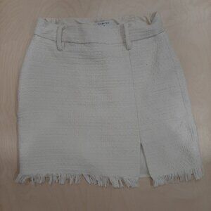 Babaton tweed knit western fringe costal cowgirl mini skirt